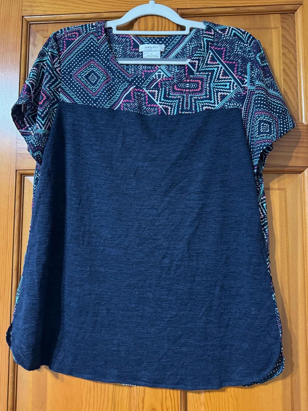 Van Heusen Navy Short Sleeve Tee with Geometric Print